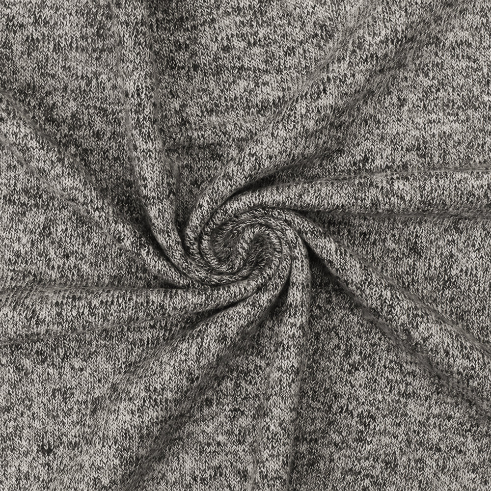 1 Yard Winter Gray & White Texture Stretch Brushed Back Jersey Knit Fabric for Apparel, 56 Inches Wide