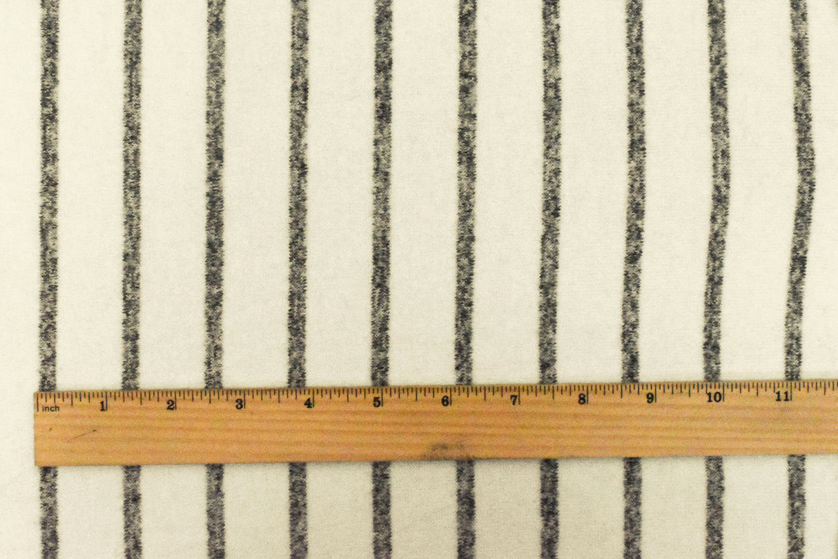 1 Yard Could Ivory & Gray Stripe Stretch Brushed Jersey Knit Fabric for Activewear, 54 Inches Wide