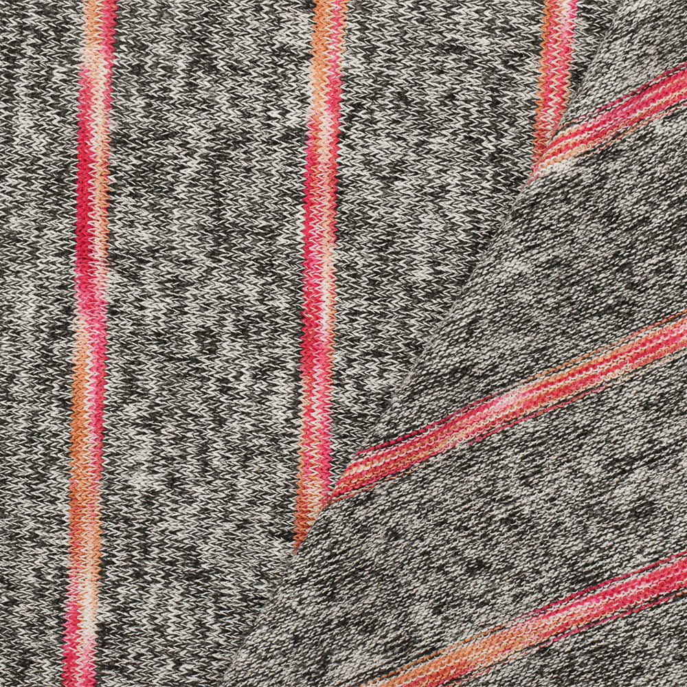 1 Yard Hot Pink, Black & Multi Stripe Jersey Knit Textured Stretch Fabric for Apparel, 56" Wide