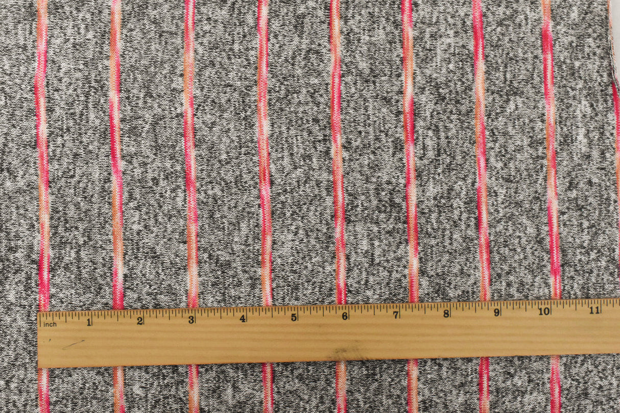 1 Yard Hot Pink, Black & Multi Stripe Jersey Knit Textured Stretch Fabric for Apparel, 56" Wide