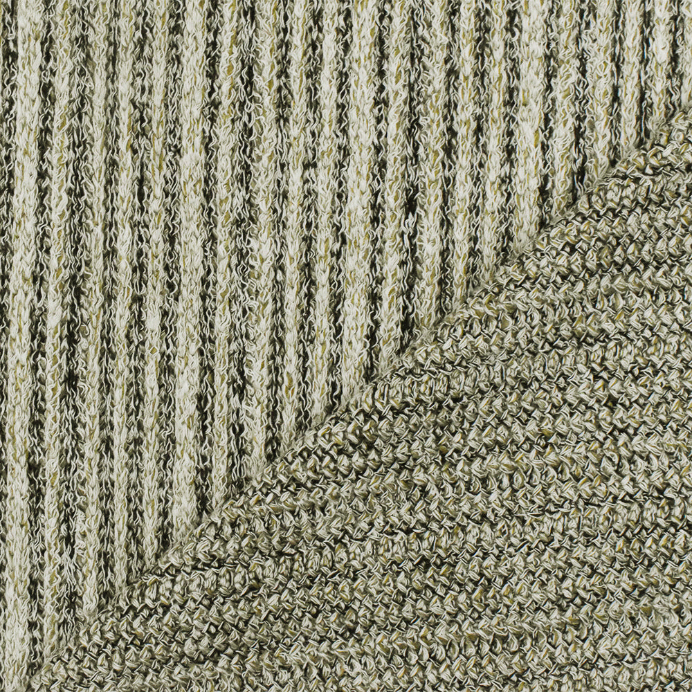 1 Yard Olive Beige, Black & White Texture Stretch Rayon Rib Knit Fabric, 51" Wide