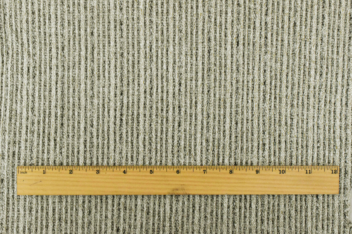 1 Yard Olive Beige, Black & White Texture Stretch Rayon Rib Knit Fabric, 51" Wide