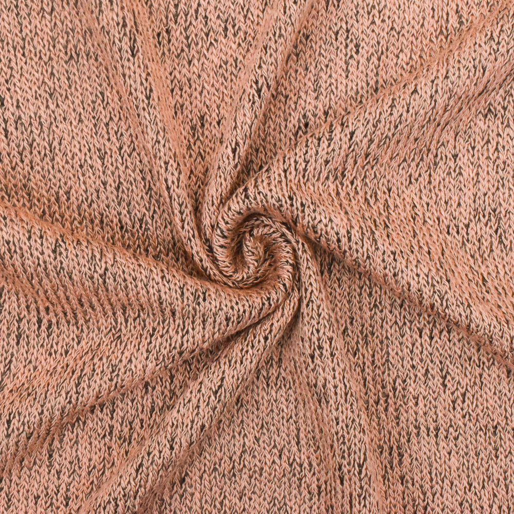 1 Yard Pastel Peach & Black Textured Jersey Knit Semi Sheer Stretch Fabric for Apparel, 55" Wide
