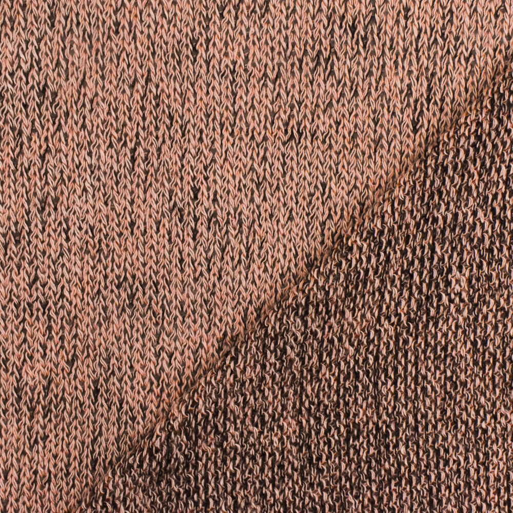 1 Yard Pastel Peach & Black Textured Jersey Knit Semi Sheer Stretch Fabric for Apparel, 55" Wide