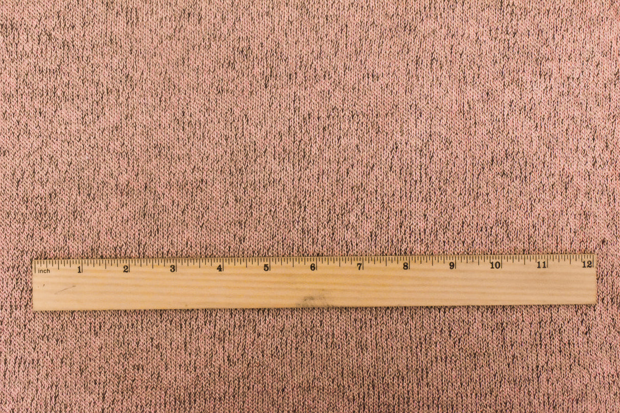 1 Yard Pastel Peach & Black Textured Jersey Knit Semi Sheer Stretch Fabric for Apparel, 55" Wide