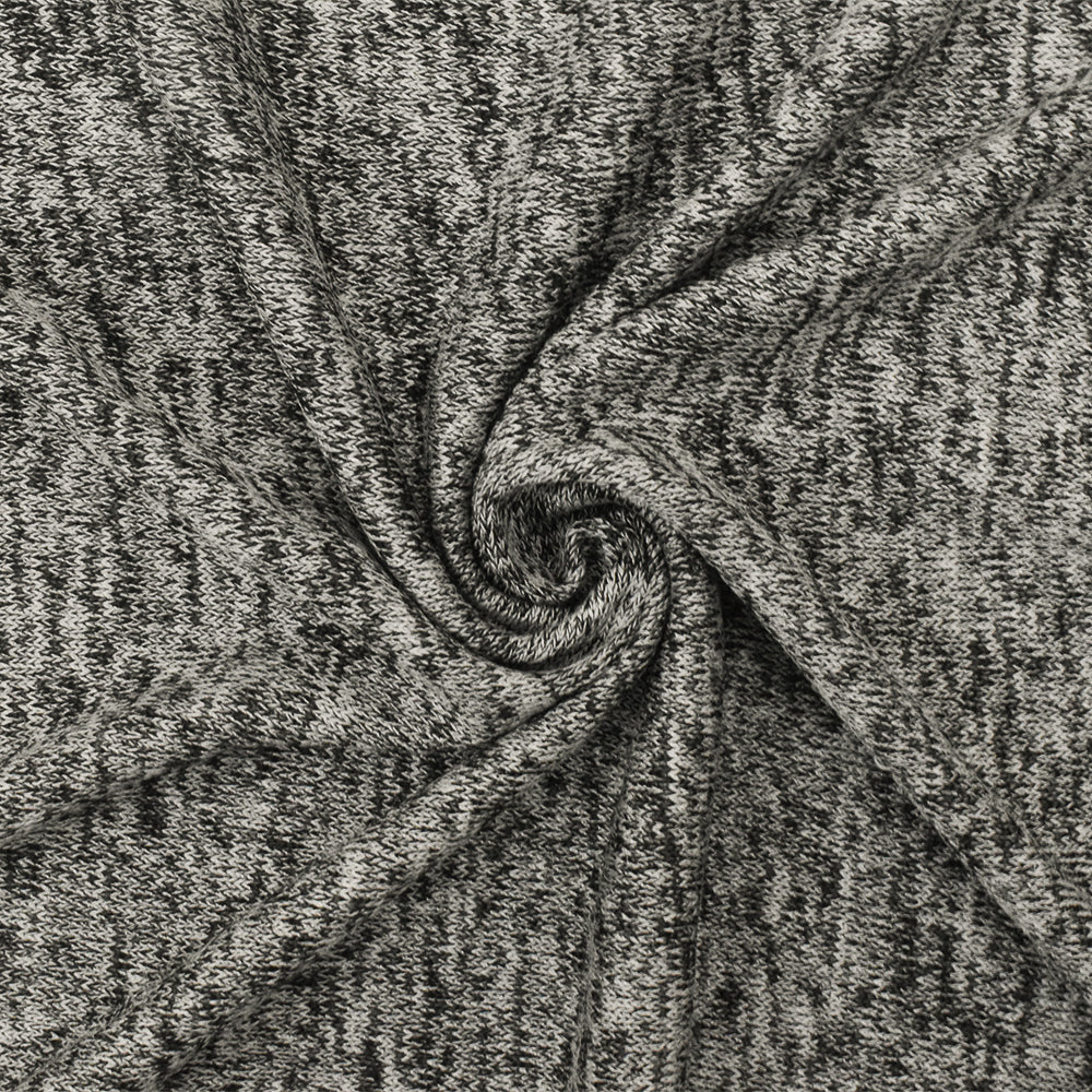 1 Yard Bright White, Black & Gray Texture Stretch Jersey Knit Fabric, 54" Wide
