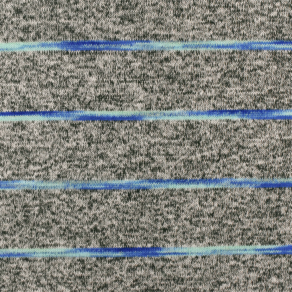 1 Yard of Aqua Black & Multi Stripe Knit Spandex Blend, Soft Hand Lightweight Apparel Fabric, 58" Width