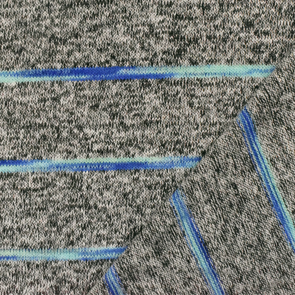 1 Yard of Aqua Black & Multi Stripe Knit Spandex Blend, Soft Hand Lightweight Apparel Fabric, 58" Width