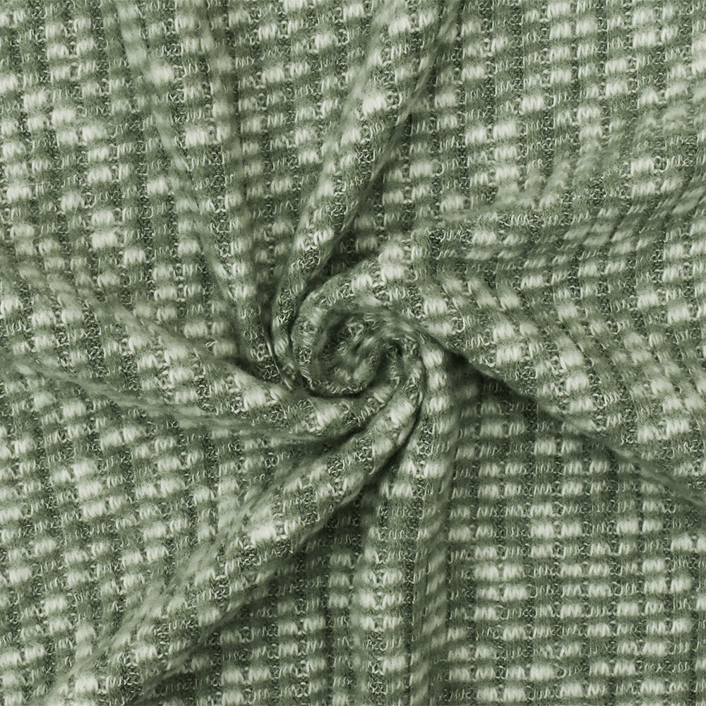 1 Yard Forest Green & White Textured Brushed Rib Knit Opaque Stretch Fabric, 58 Inches