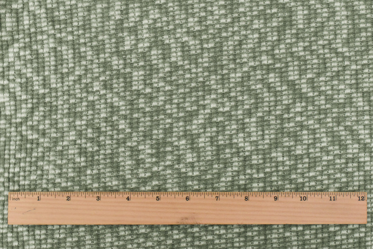 1 Yard Forest Green & White Textured Brushed Rib Knit Opaque Stretch Fabric, 58 Inches