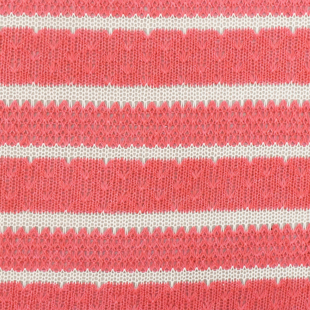 1 Yard Cayenne Pink & White Jersey Knit Matte, Semi Sheer, Moderate Stretch Fabric 57" Width