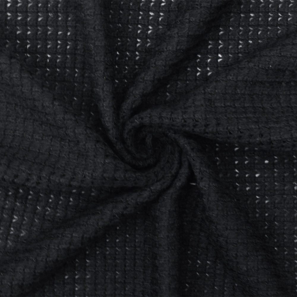 1 Yard Black Solid Stretch Poly Blend Thermal Sweater Knit Fabric 58" Width