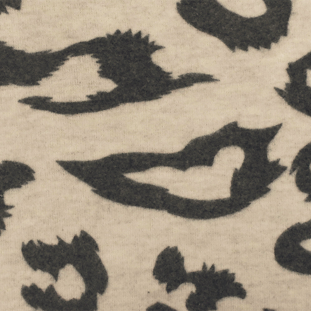 1 Yard Beige Gray Abstract Cheetah Brush Poly Stretch Jersey Knit Fabric 58 Inches