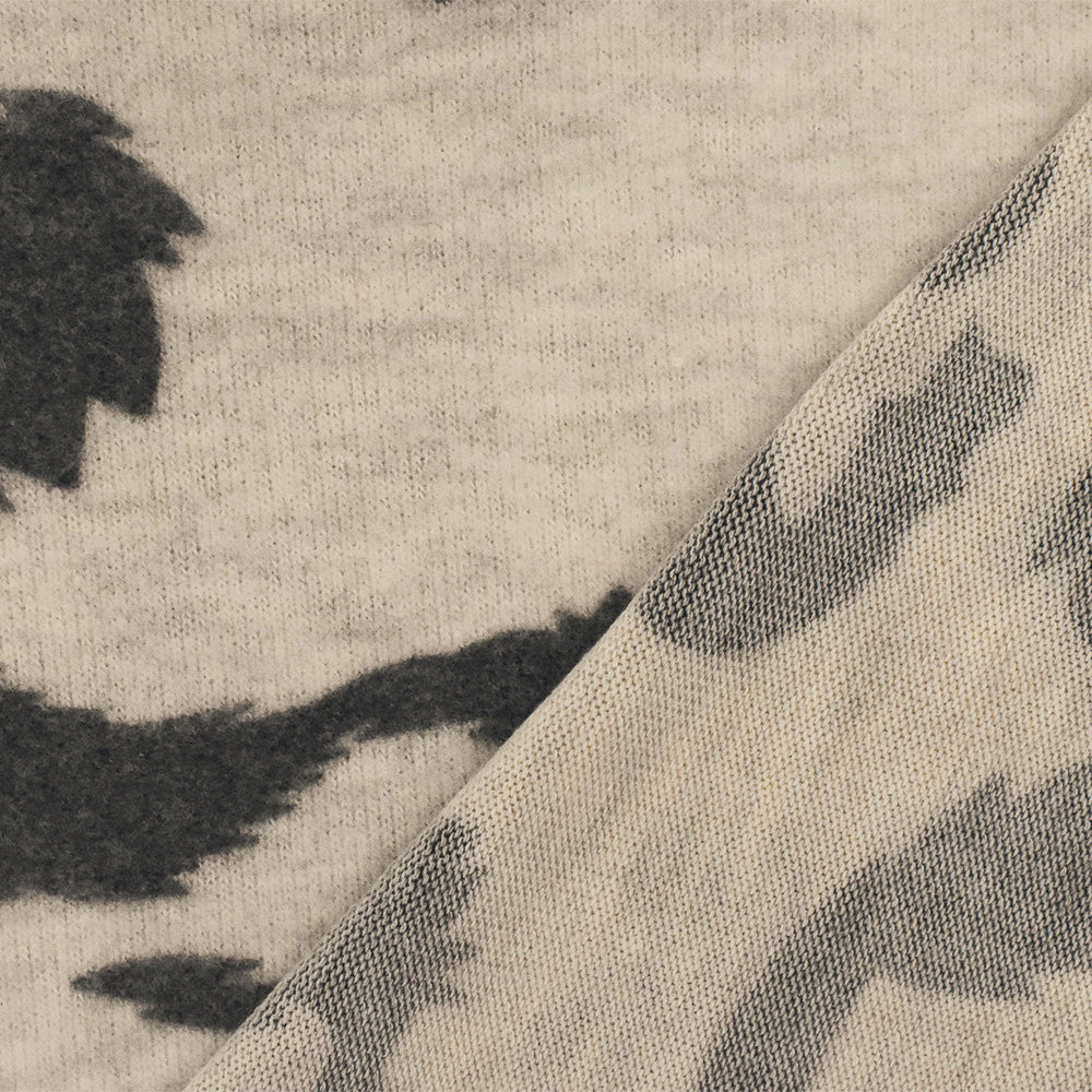 1 Yard Beige Gray Abstract Cheetah Brush Poly Stretch Jersey Knit Fabric 58 Inches