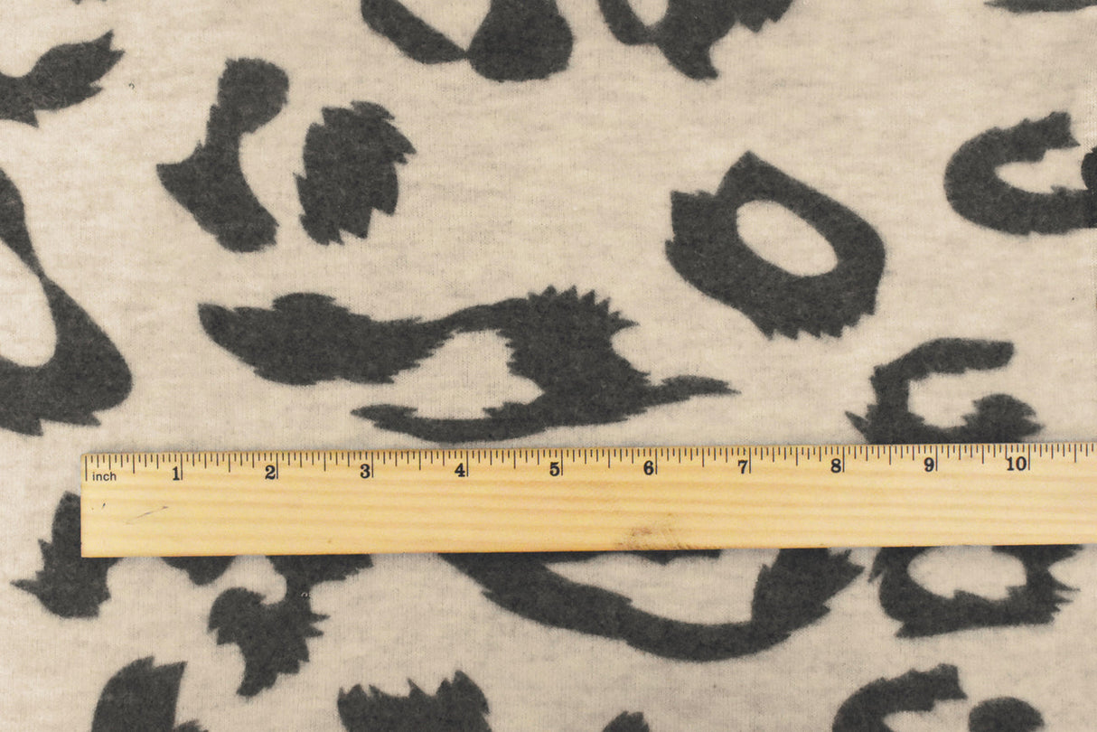 1 Yard Beige Gray Abstract Cheetah Brush Poly Stretch Jersey Knit Fabric 58 Inches