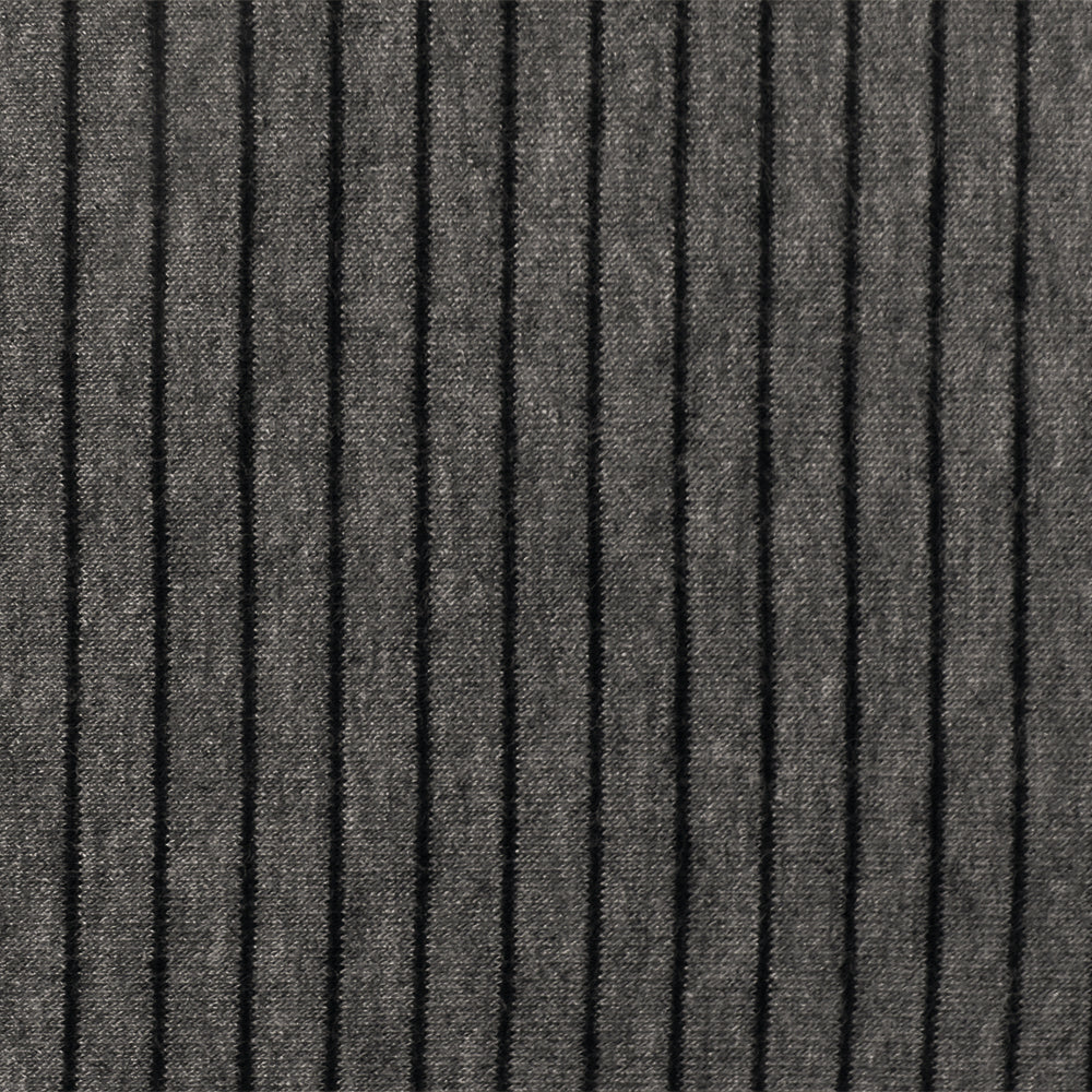 1 Yard Dark Gray & Black Stripe Jersey, Soft Poly Spandex Knit, 59" Wide