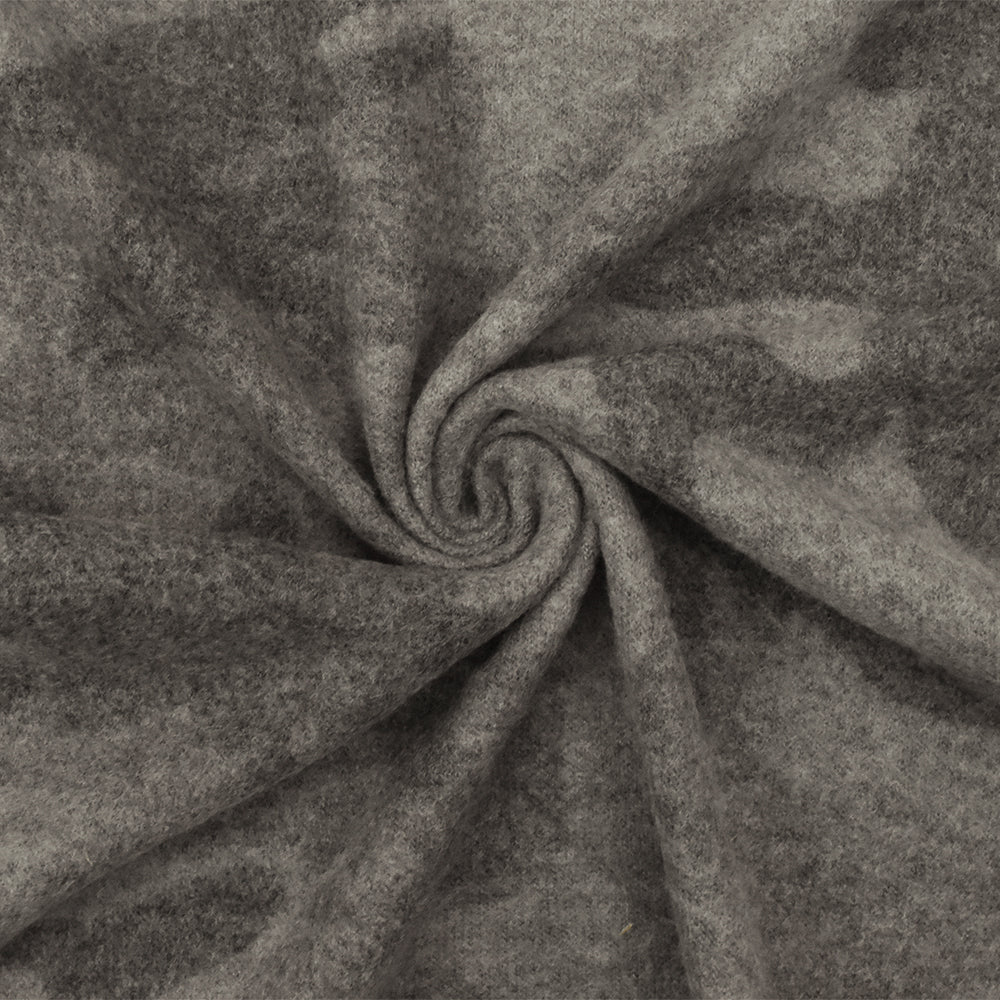 1 Yard Vintage Gray Camo Brushed Jersey Knit Soft Stretch Poly Fabric for Apparel , 55" Wide