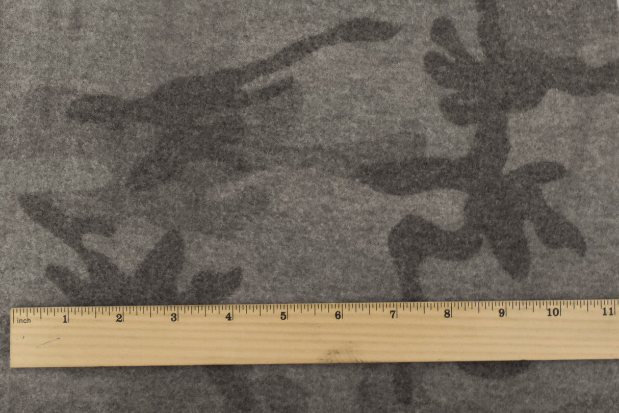 1 Yard Vintage Gray Camo Brushed Jersey Knit Soft Stretch Poly Fabric for Apparel , 55" Wide