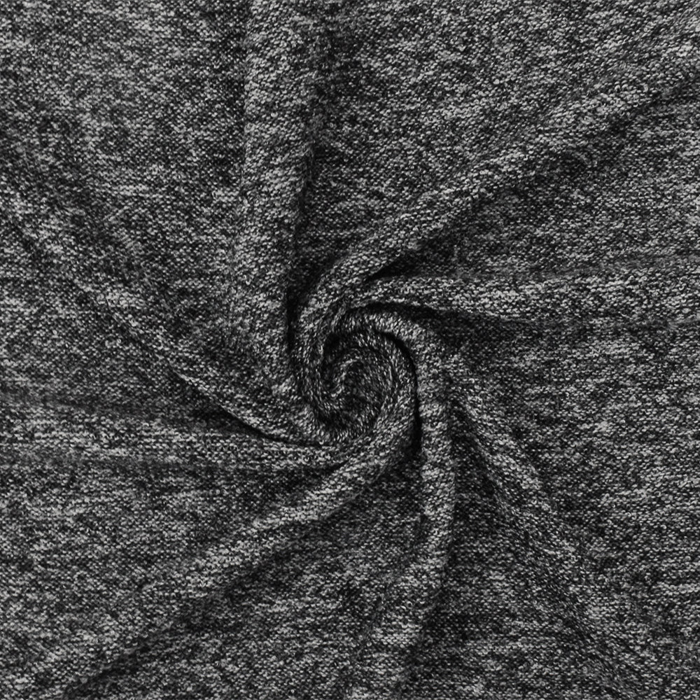 1 Yard Simple Gray & Black Texture Stretch Poly Jersey Knit Fabric for Activewear, 56 Inches Wide