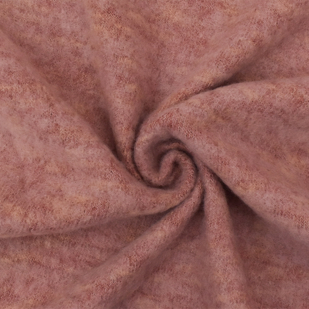 1 Yard Sunset Pink & Peach Beige Textured Stretch Poly Brushed Jersey Knit Fabric, 55 Inches Wide