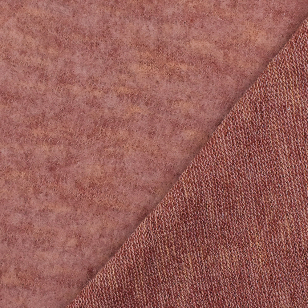 1 Yard Sunset Pink & Peach Beige Textured Stretch Poly Brushed Jersey Knit Fabric, 55 Inches Wide