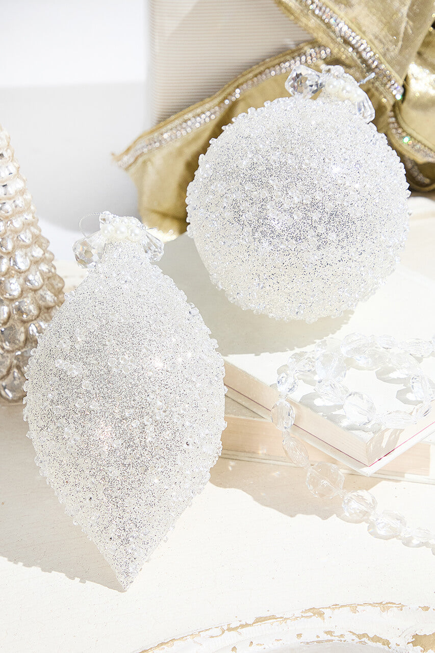 Snow Speckled Glass Ornament