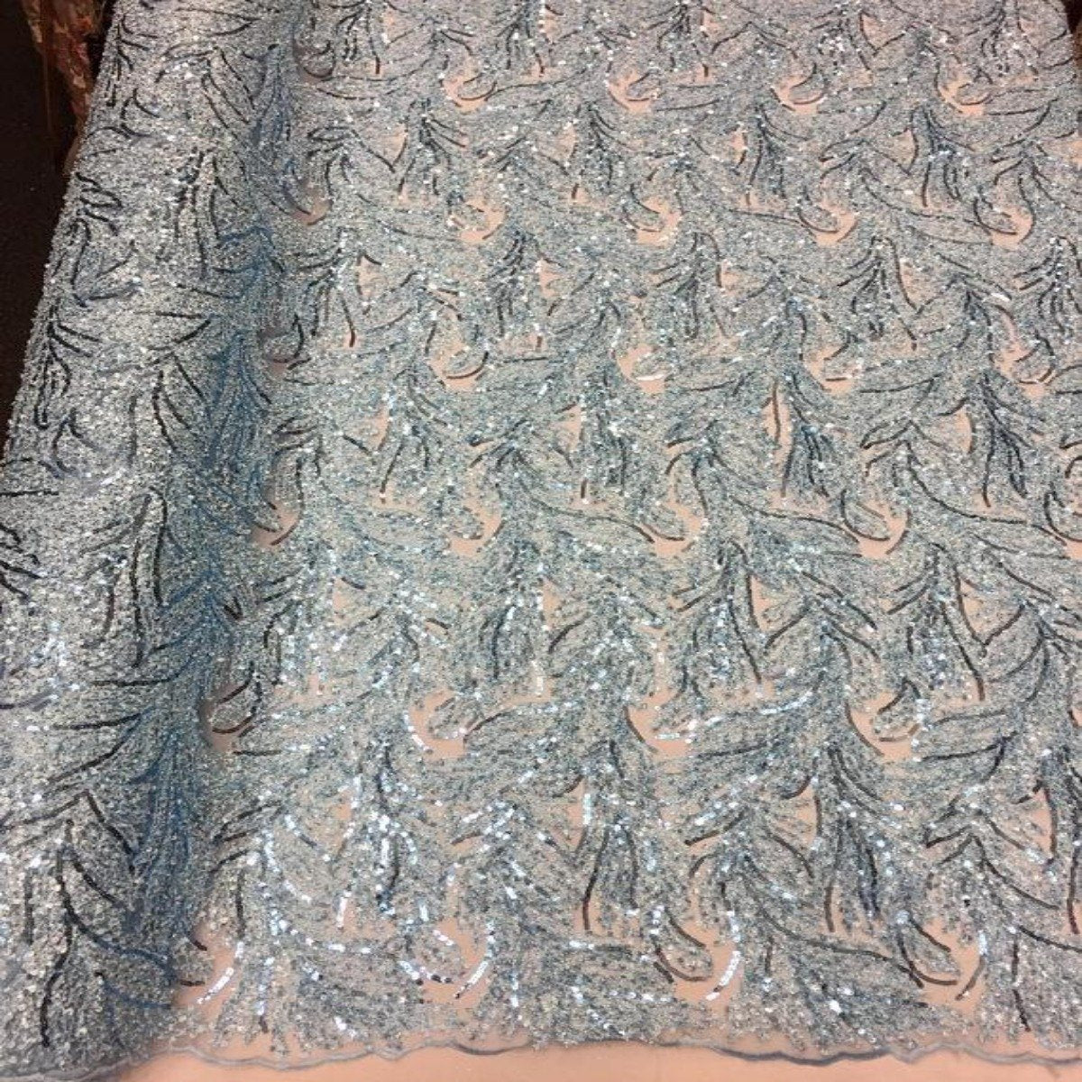 Floral Sequin Lace Fabric 52" Wide Polyester