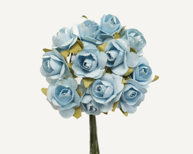 3/4" Light Blue Medium Rose Craft Paper Flowers - Pack of 144