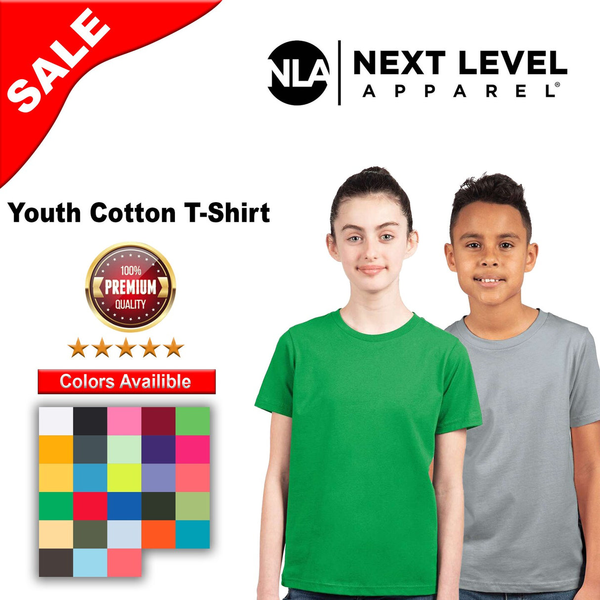 Next Level® Youth Cotton Crewneck Short Sleeve T-Shirt