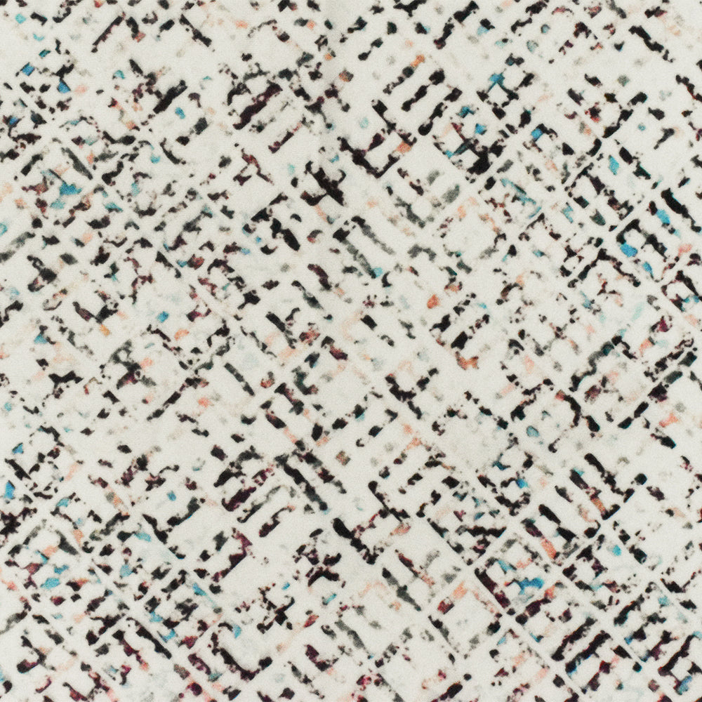 1 Yard Ivory Teal Multi Abstract Print Stretch Swimwear Fabric 62" Width