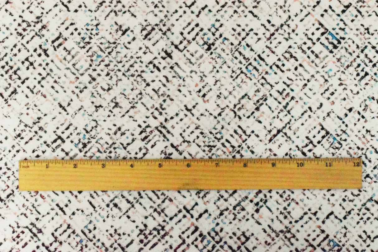 1 Yard Ivory Teal Multi Abstract Print Stretch Swimwear Fabric 62" Width