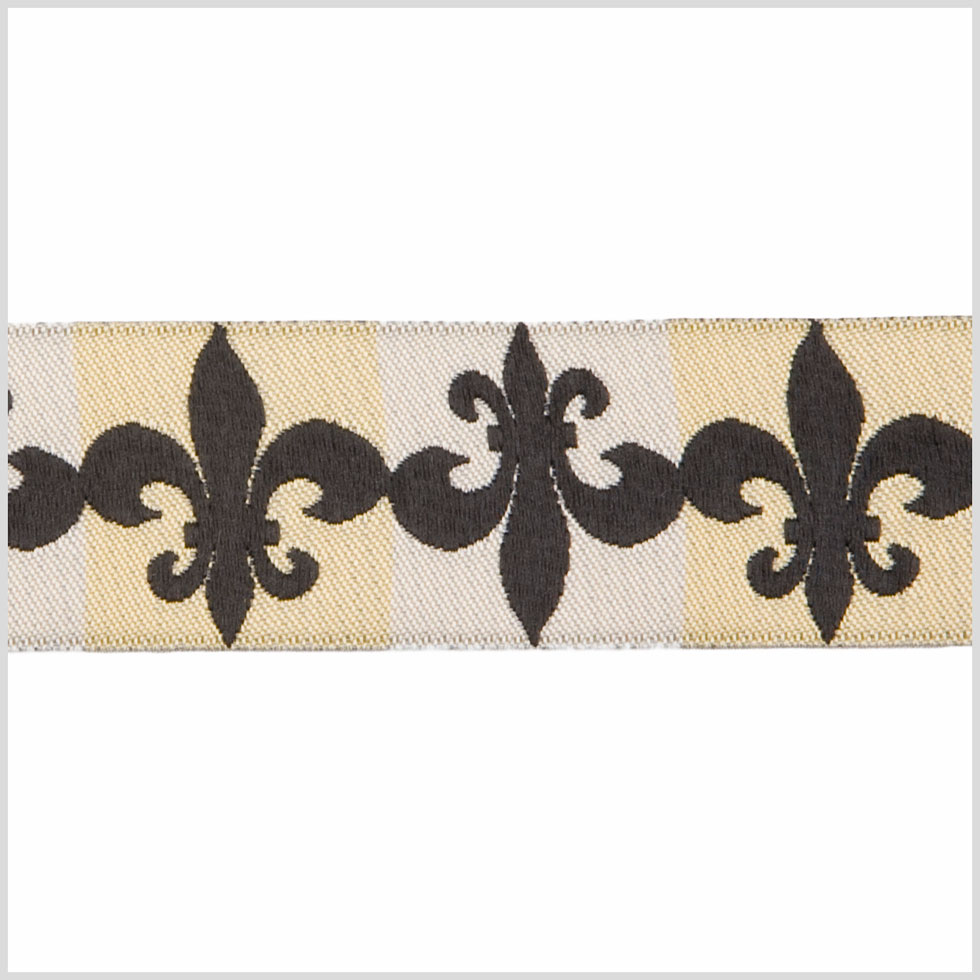 1" Cream/Black French Jacquard Ribbon