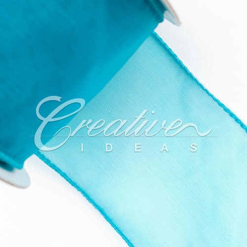 2 1/2" Wired Organza Ribbon - 10 Yards (Turquoise)