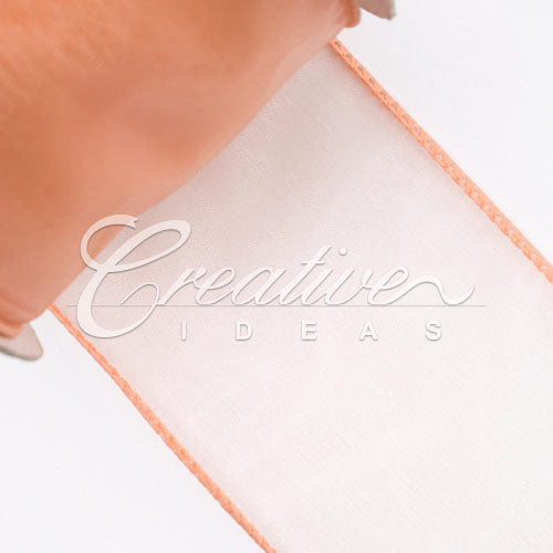2 1/2" Wired Organza Ribbon - 10 Yards (Light Peach)