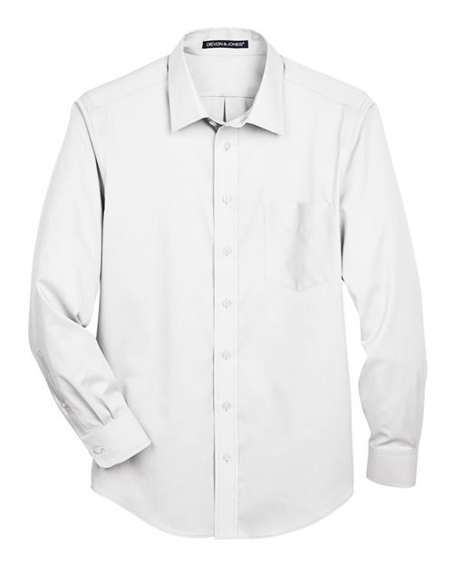 Devon & Jones® Men’s Tall Solid Stretch Twill Woven Dress Shirt Non-Iron Performance with Modern Fit