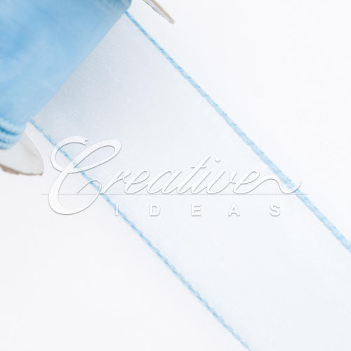 1 1/2" Wired Organza Ribbon - 10 Yards (Light Blue)