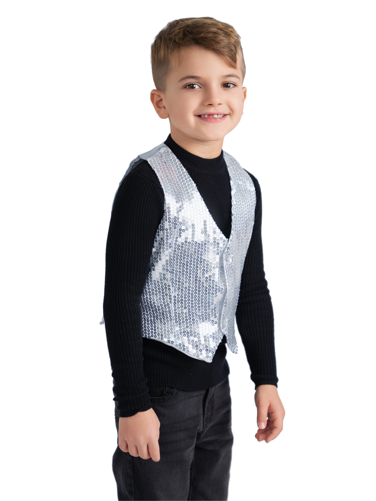 Silver Sequined Vest Costume