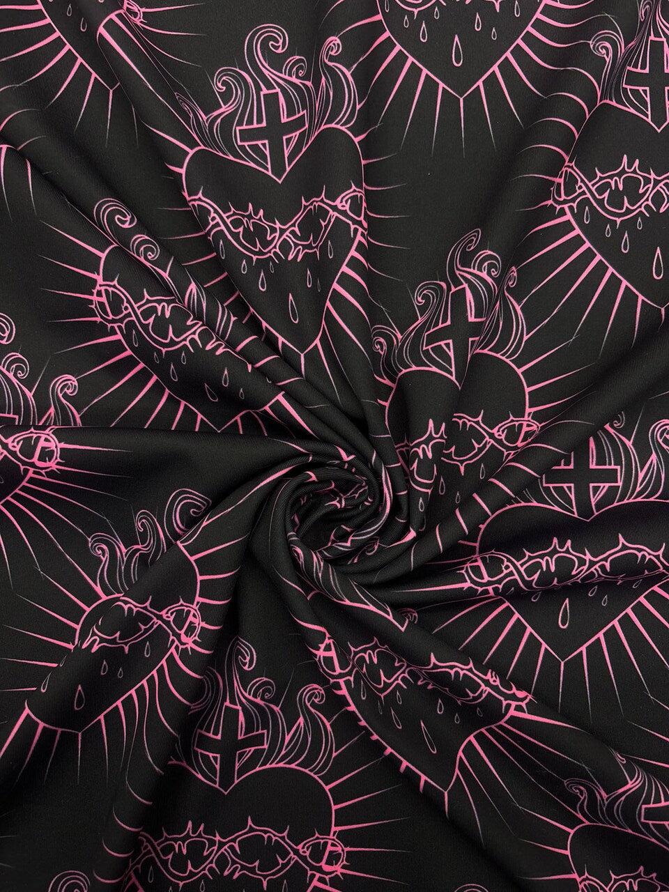1 Yard Sacred Heart Print Stretch Spandex Fabric for Costumes and Activewear 58"/60" Width