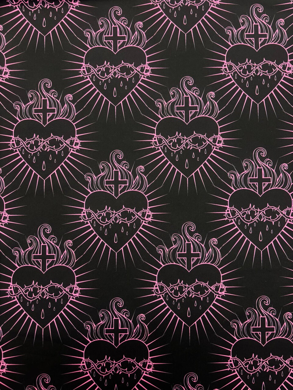 1 Yard Sacred Heart Print Stretch Spandex Fabric for Costumes and Activewear 58"/60" Width