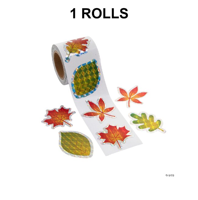 1 1/2" Fall Leaf Prism Sticker Roll 100 Pieces