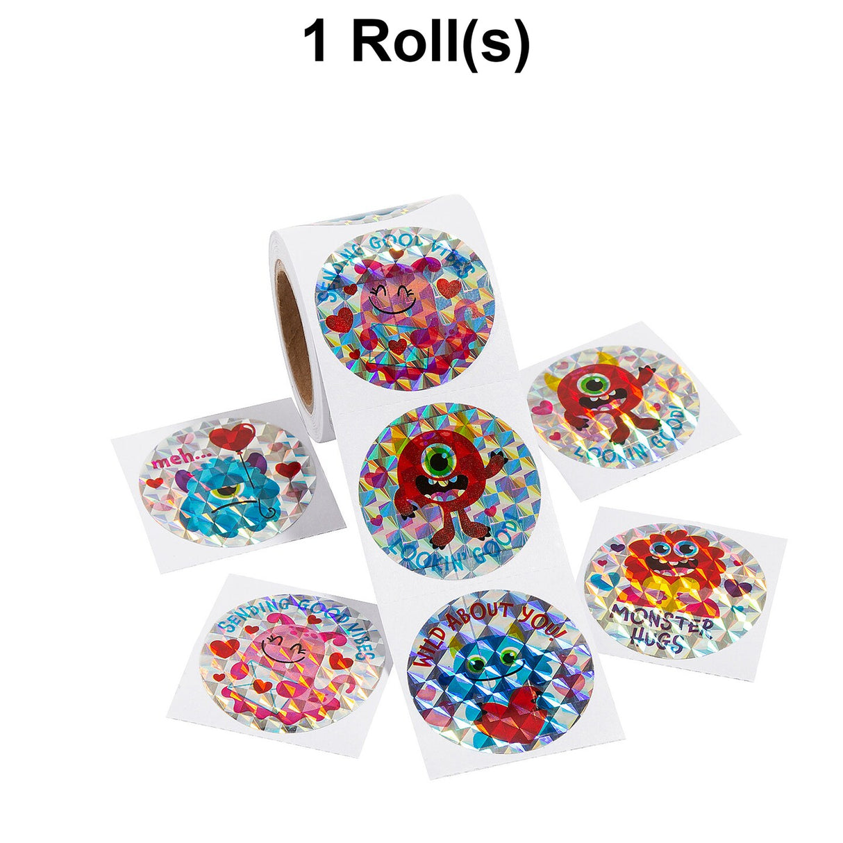 Prism Valentine Monster Sticker Roll - 100 Pc.
