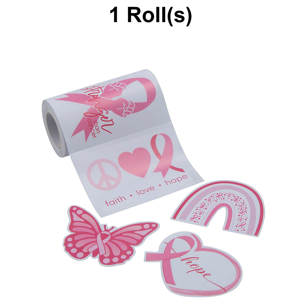 Breast Cancer Awareness Decal Sticker Roll - 100 Pc.