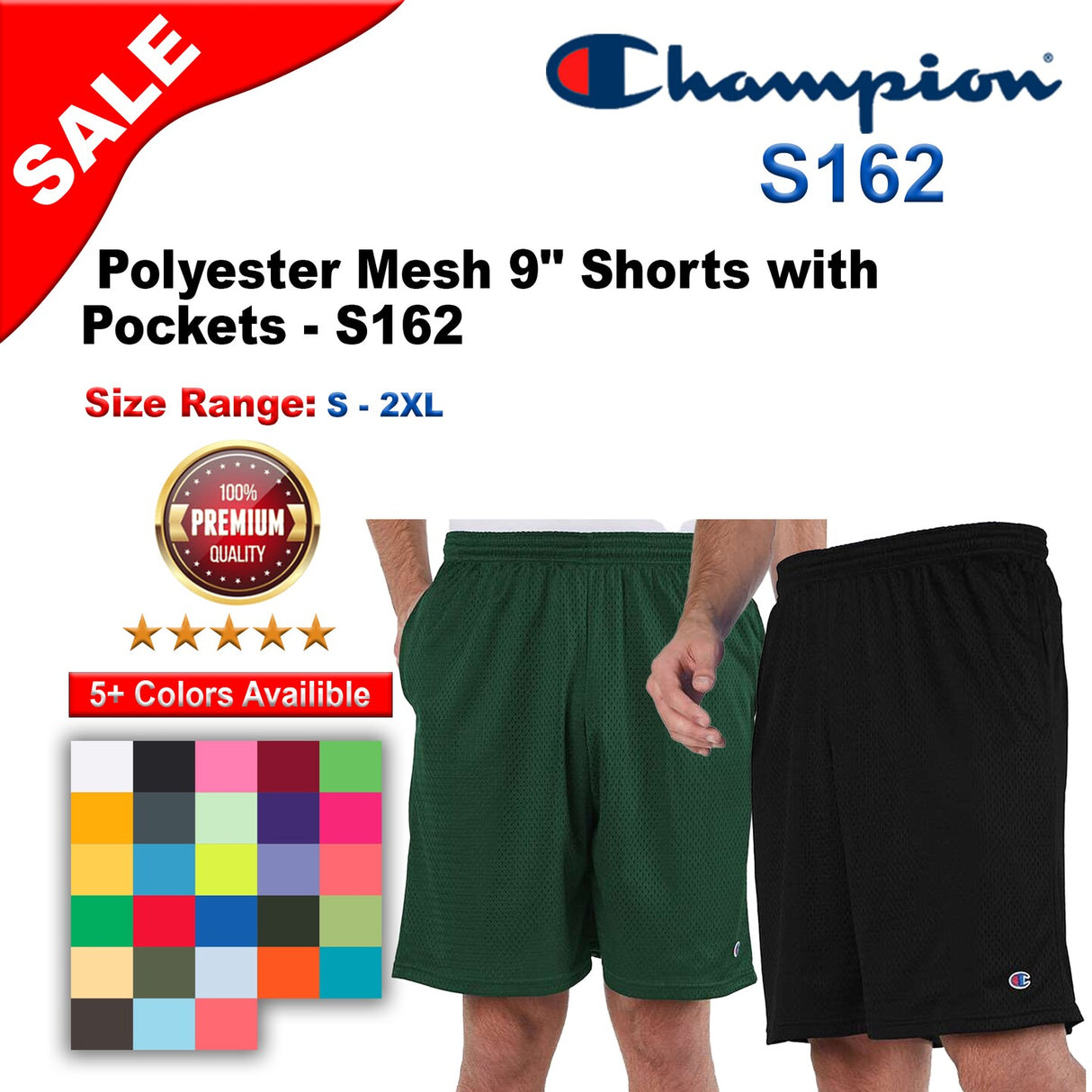 Champion® Polyester Mesh Shorts with Pockets