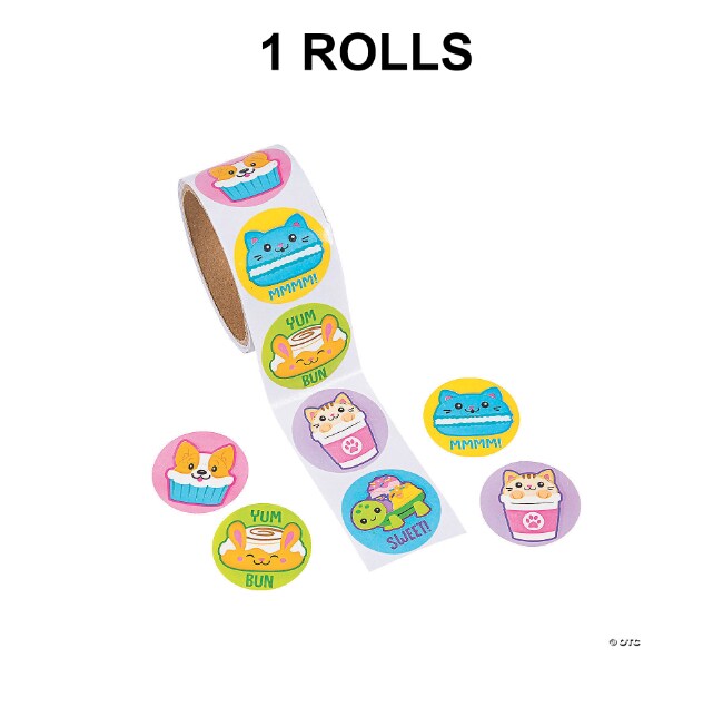 1 1/2" Scented Foodimals Sticker Roll 100 Pc.