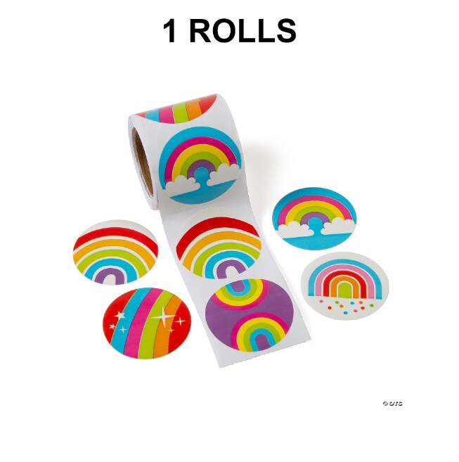 1 1/2" Colorful Rainbow Sticker Roll 100 Pieces