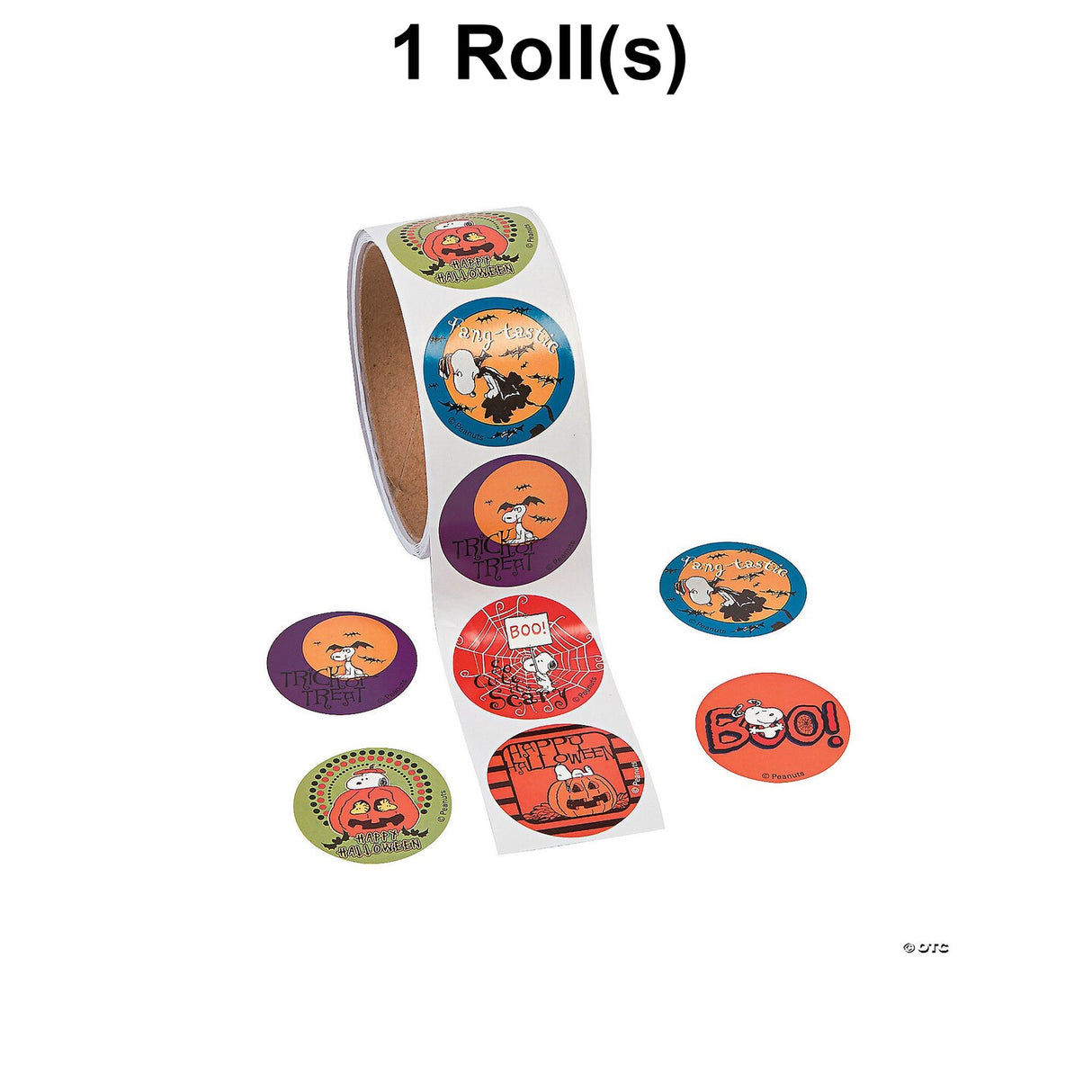 1 1/2" Peanuts Halloween Sticker Roll 100 Pc.