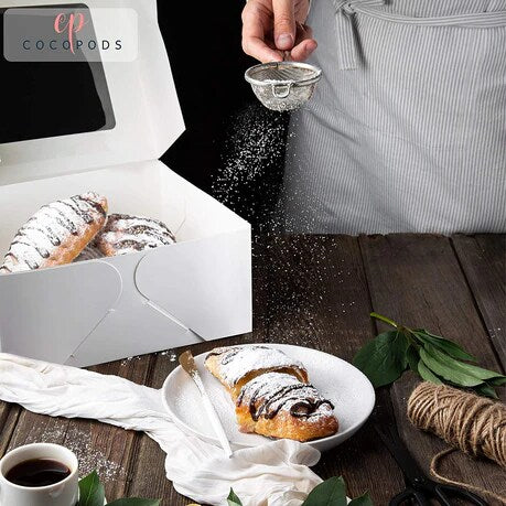 10 x 10 x 5" White Bakery Boxes with Window Pastry Boxes for Cakes, Cookies and Desserts