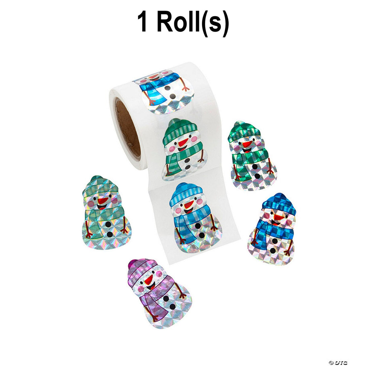 1" x 1 1/2" Snowman Prism Sticker Roll Bulk 100 Pc.