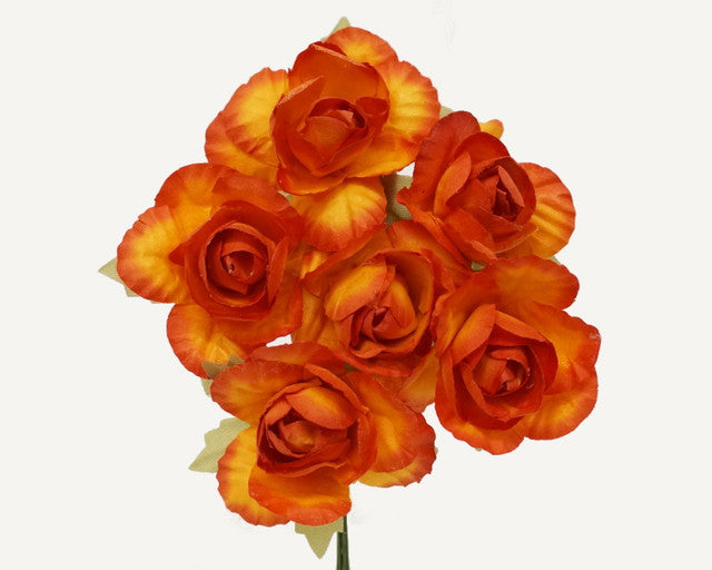 1.25" Orange Big Rose Paper Craft Flowers - Pack of 72
