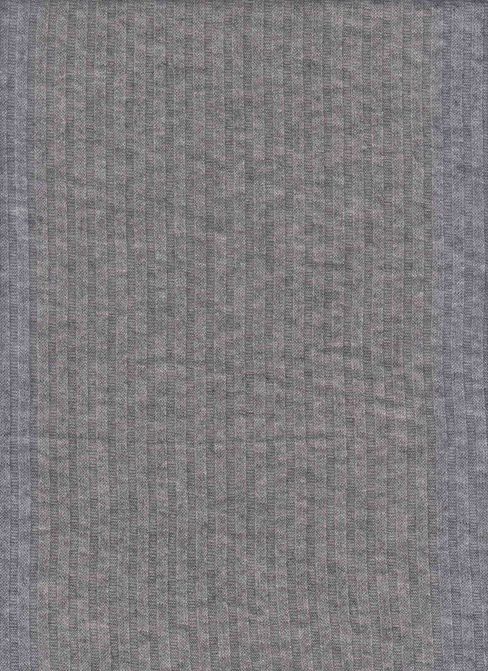 1 Yard Sweater Rib 4x4 Solid Knit Fabric 170 GSM, 58/60'' Wide Rayon Poly Nylon Blend HT Grey